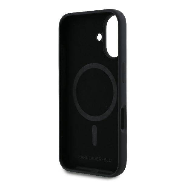 Etui Karl Lagerfeld iPhone 16 Plus 6.7" czarny/black hardcase Silicone Karl&Choupette Heads Ring MagSafe