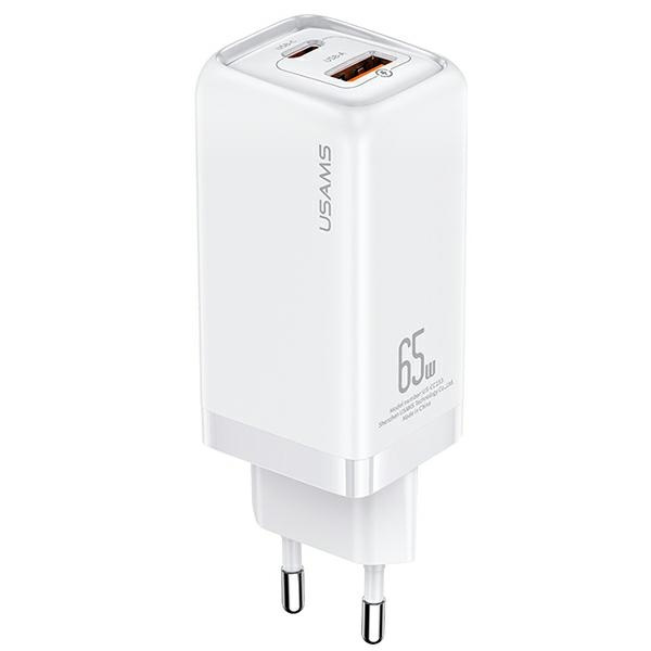 USAMS Ład. siec. 1xUSB-C+1xUSB T47 65W PD Fast Charging Super Si biały/white CC153TC02  (US-CC153)
