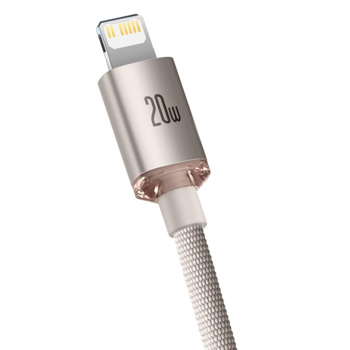 Baseus Crystal Shine Series kabel USB Typ C - Lightning szybkie ładowanie Power Delivery 20W 1,2m różowy (CAJY001304)