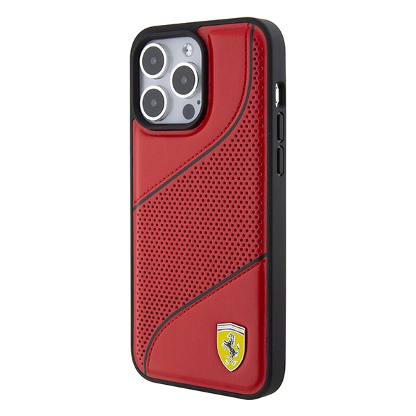 Etui Ferrari FEHCP15XPWAR iPhone 15 Pro Max 6.7" czerwony/red hardcase Perforated Waves Metal Logo Case