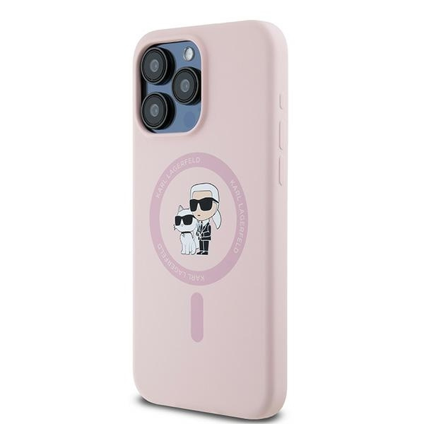 Etui Karl Lagerfeld KLHMP15XSCMKCRHP iPhone 15 Pro Max 6.7" różowy/pink hardcase Silicone Karl & Choupette Ring MagSafe