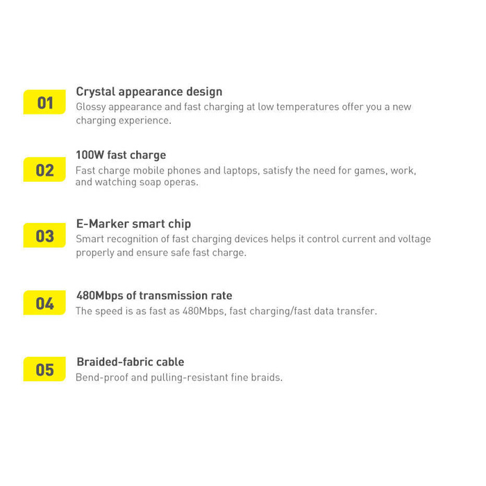 Baseus Crystal Shine Series kabel przewód USB do szybkiego ładowania i transferu danych USB Typ C - USB Typ C 100W 1,2m niebieski (CAJY000603)