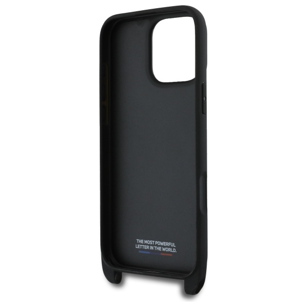 Etui BMW iPhone 16 Pro Max czarny/black hardcase M Edition Carbon Stripe & Strap