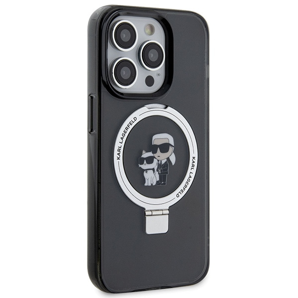 Etui Karl Lagerfeld KLHMP15LHMRSKCK iPhone 15 Pro 6.1" czarny/black hardcase Ring Stand Karl&Choupettte MagSafe Case