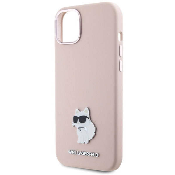 Etui Karl Lagerfeld KLHCP15MSMHCNPP iPhone 15 Plus 6.7" różowy/pink Silicone Choupette Metal Pin Case