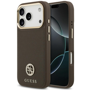 Etui Guess Grained Strass Logo MagSafe   do iPhone 17 Pro brązowy