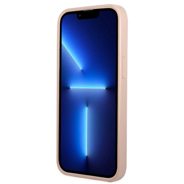 Etui GUESS Apple iPhone 13 Saffiano Triangle Logo Cardslot Różowy Hardcase