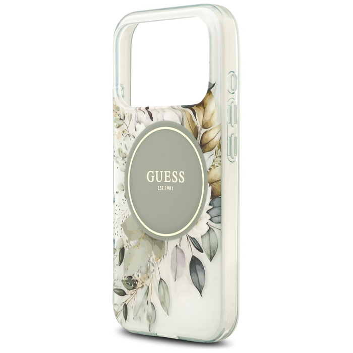 Etui Guess IML Flower & Tonal Circle     MagSafe do iPhone 17 Pro Max zielony