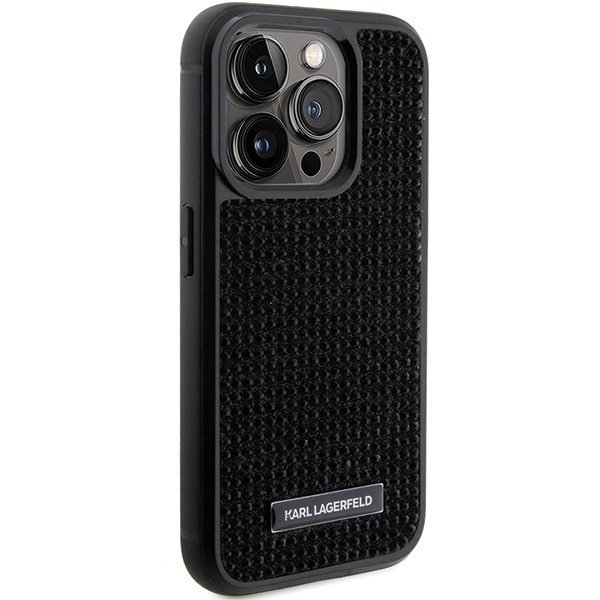 Etui Karl Lagerfeld KLHCP15XHDSPLK iPhone 15 Pro Max 6.7" czarny/black hardcase Rhinestone Logo Metal Plate