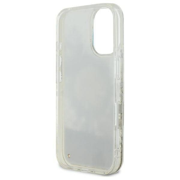 Etui Guess iPhone 16 6.1" beżowy/beige hardcase Liquid Glitter Flower MagSafe