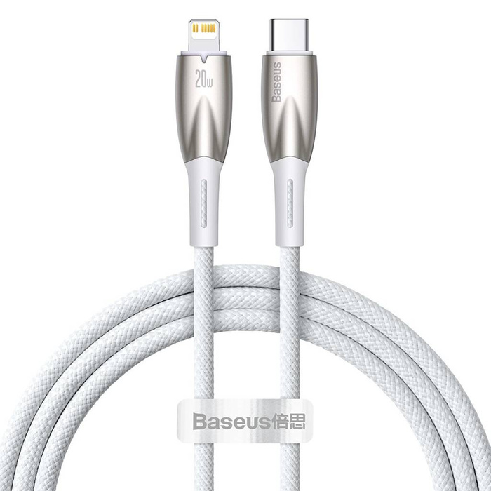 Baseus Glimmer Series kabel z szybkim ładowaniem USB-C - Lightning 480Mb/s PD 20W 1m biały