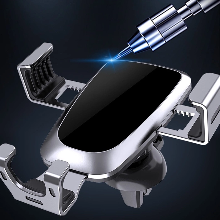 Grawitacyjny uchwyt samochodowy do smartfona na kratkę nawiewu srebrny (YC08)