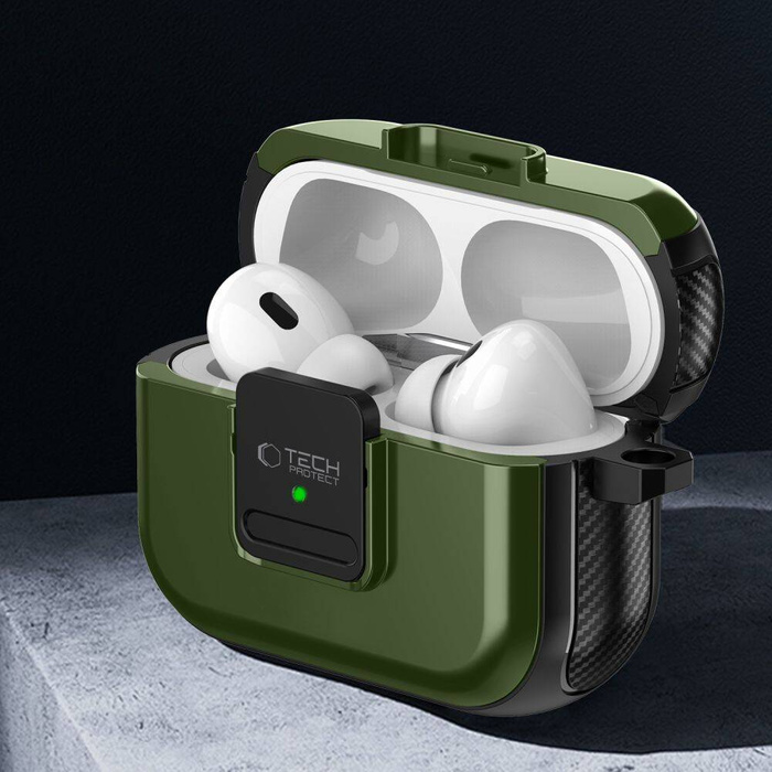 TECH-PROTECT DEFENDER HOOK MAGSAFE APPLE AIRPODS PRO 1 / 2 OLIVE GREEN