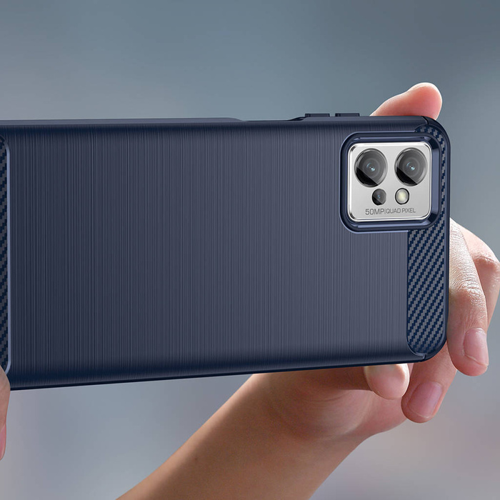 Carbon Case etui Xiaomi Poco F4 5G elastyczny silikonowy karbonowy pokrowiec niebieskie