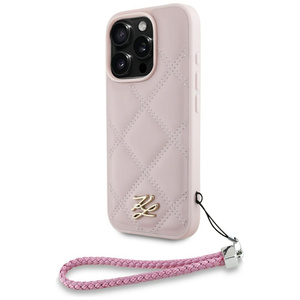 Etui Karl Lagerfeld Quilted Initial Logo & Chain Strap do iPhone 16 Pro Max różowy