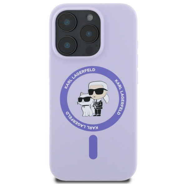 Etui Karl Lagerfeld iPhone 16 Pro fioletowy/purple HC MagSafe Silicone KC Heads Ring
