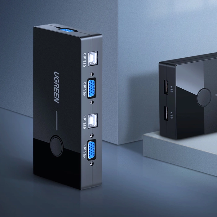 Przełącznik KVM Switch UGREEN 2-portowy VGA Czarny 30357