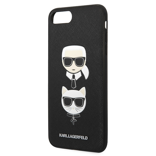 Etui KARL LAGERFELD Apple iPhone 7 Plus 8 Plus Saffiano Ikonik Karl&Choupette Head Czarny Hardcase