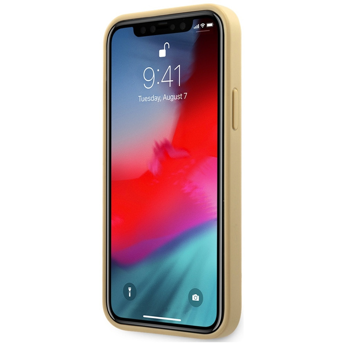 Etui GUESS Apple iPhone 12 Mini Iridescent Love Script Gold Logo Złoty Hardcase