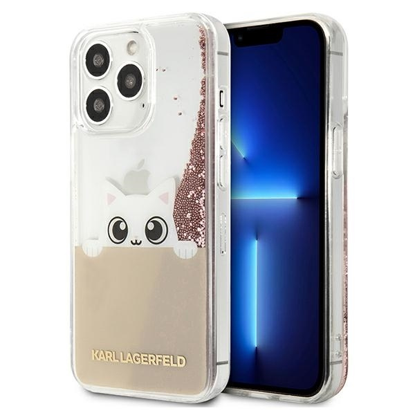 Etui KARL LAGERFELD Apple iPhone 13 Pro Max Peek A Boo Liquid Glitter Różowy Hardcase
