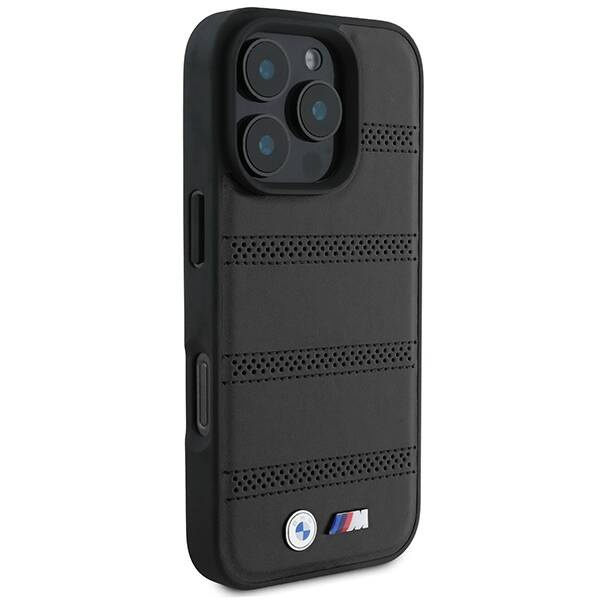 Etui BMW iPhone 16 Pro 6.3" czarny/black hardcase M Perforated And Stitched Line MagSafe