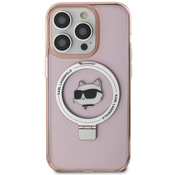 Etui Karl Lagerfeld KLHMP15XHMRSCHP iPhone 15 Pro Max 6.7" różowy/pink hardcase Ring Stand Choupette Head MagSafe Case