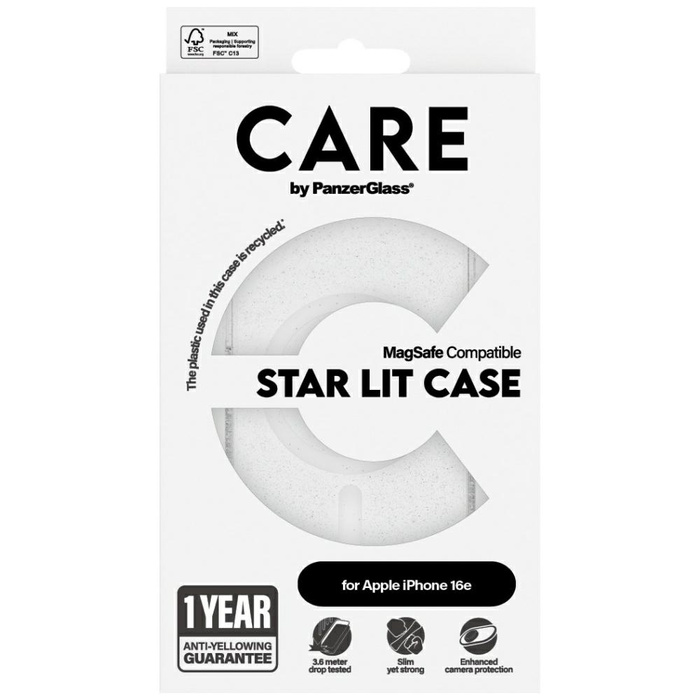 Etui CARE by PanzerGlass Flagship Urban   Combat StarLight White MagSafe do iPhone 16e przezroczysty