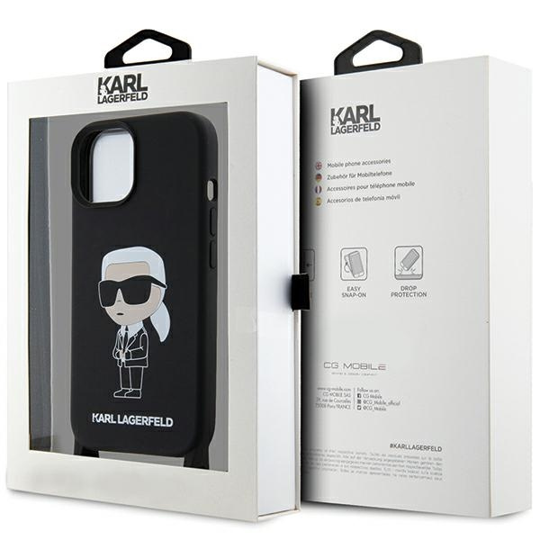 Etui Karl Lagerfeld KLHCP15SSCBSKNK iPhone 15 6.1" hardcase czarny/black Crossbody Silicone Ikonik Case