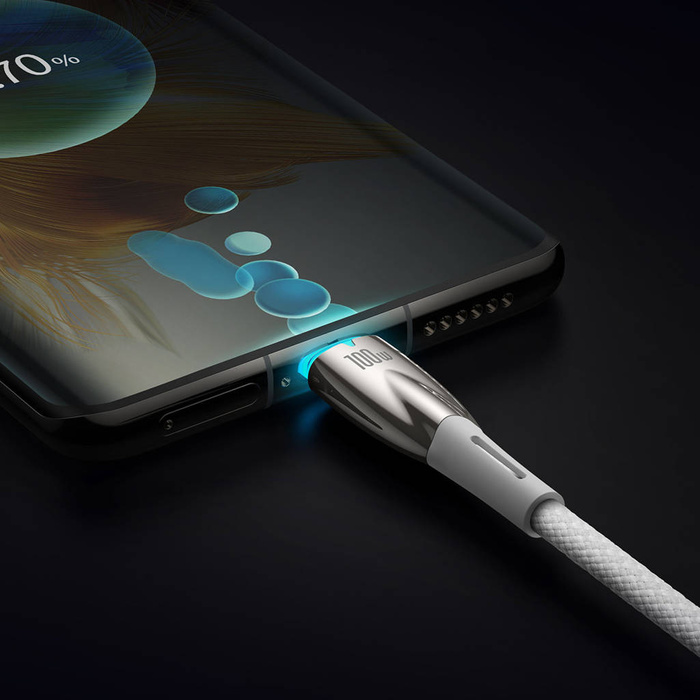Baseus Glimmer Series kabel z szybkim ładowaniem USB-C 480Mb/s PD 100W 2m biały