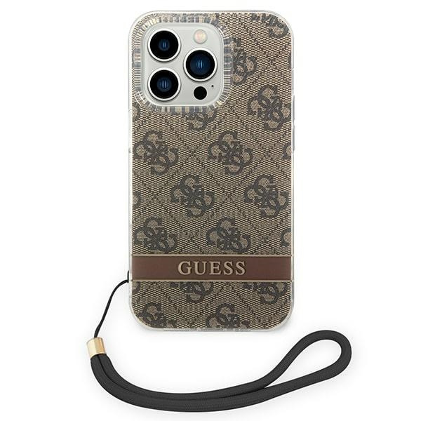 Etui GUESS Apple iPhone 14 Pro 4G Print Strap Brązowy Hardcase