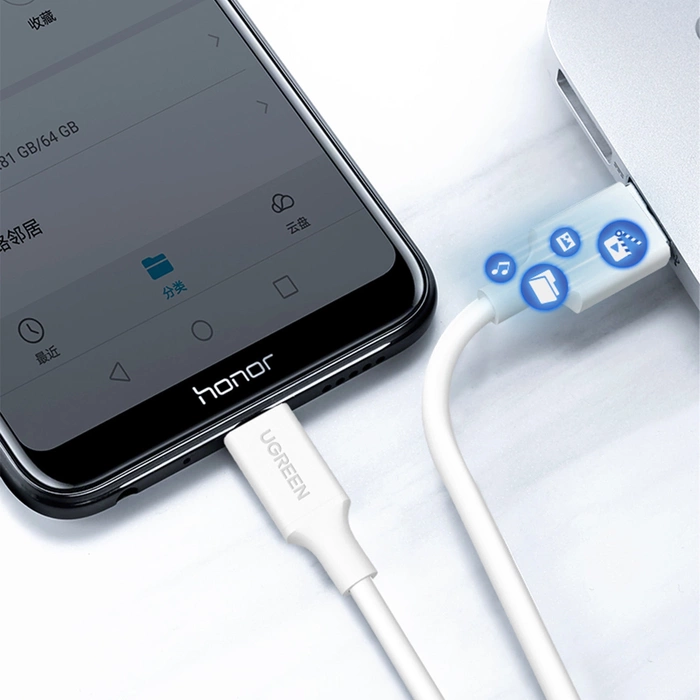 Kabel UGREEN Micro USB USB-A QuickCharge 3.0 2.4A 1m Biały