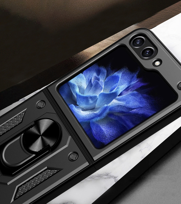 Etui pancerne Hybrid Armor Camshield do Galaxy Z Flip 5 5G z osłoną na aparat - różowe