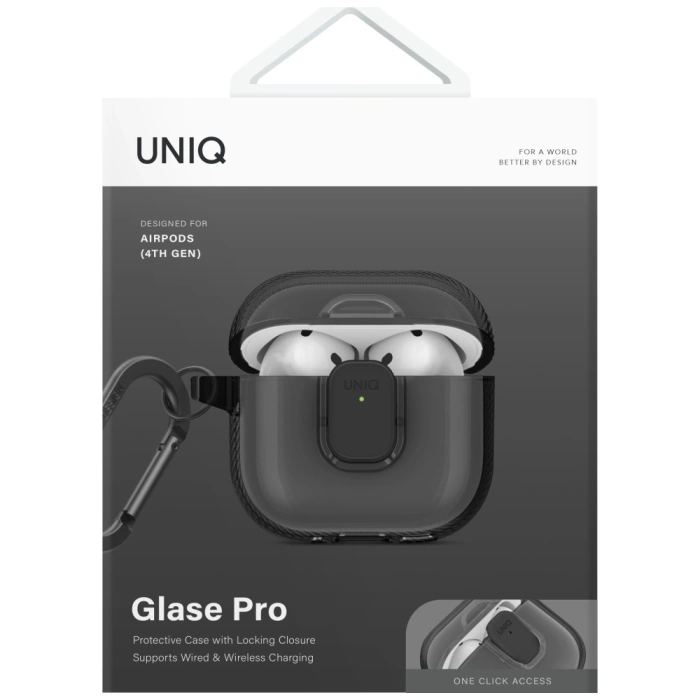 Etui UNIQ AirPods 4 Glase Pro Lock Case Dymny