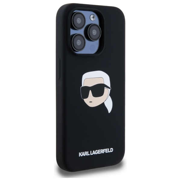 Karl Lagerfeld KLHMP15LSKHPPLK iPhone 15  Pro 6.1" czarny/black hardcase Silicone Karl Head Print MagSafe
