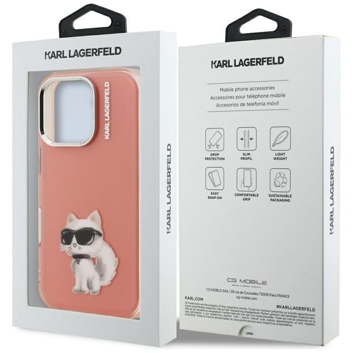Etui Karl Lagerfeld IML Aquarelle        Choupette & Logo do iPhone 16 Pro różowy