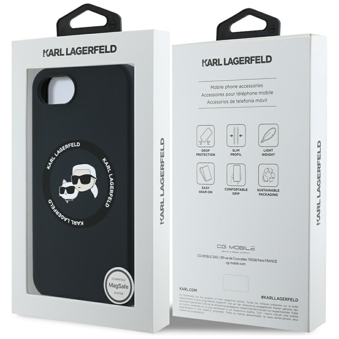 Etui Karl Lagerfeld Silicone             Karl&Choupette Heads MagSafe do iPhone 16e czarny