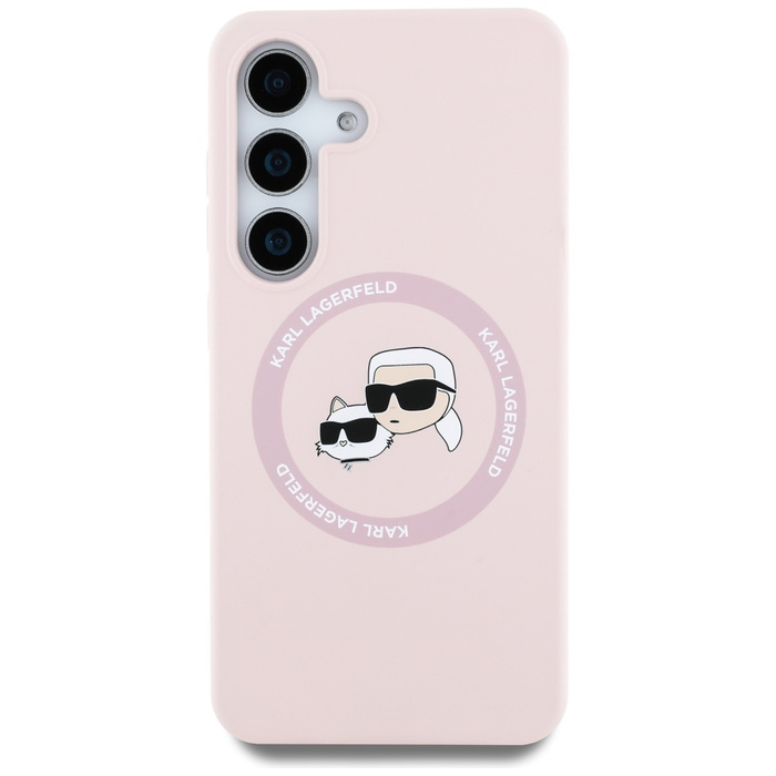 Etui Karl Lagerfeld Silicone Double       Heads And Circle MagSafe do Samsung Galaxy S25+ różowy
