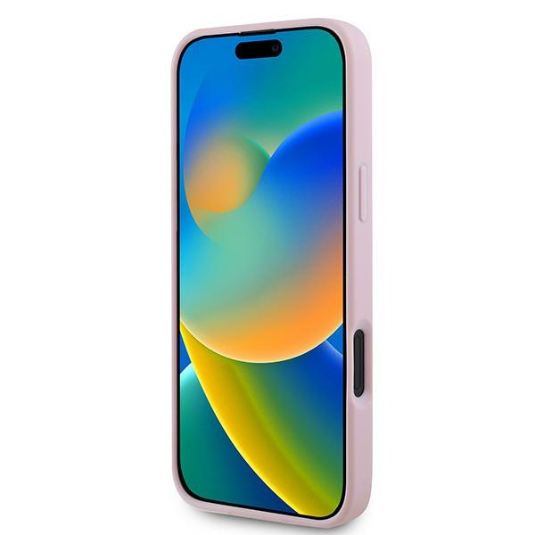 Etui Guess iPhone 16 Plus różowy/pink MagSafe PU Grained Gold Ring