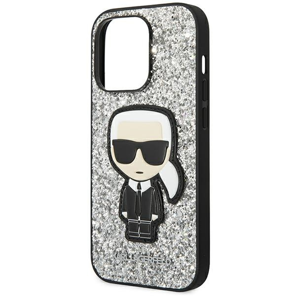 Etui KARL LAGERFELD Apple iPhone 14 Pro Max Glitter Flakes Ikonik Srebrny Hardcase