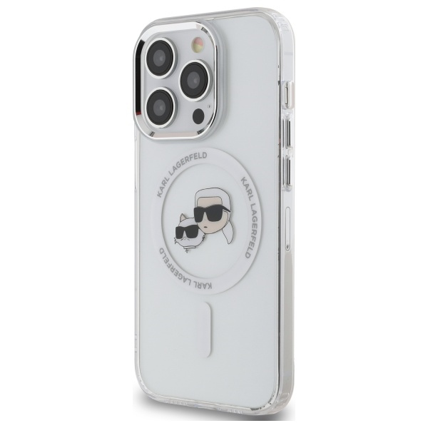 Karl Lagerfeld KLHMP14XHLSKCH iPhone 14 Pro Max 6.7" biały/white hardcase IML Metal Karl&Choupette Head MagSafe
