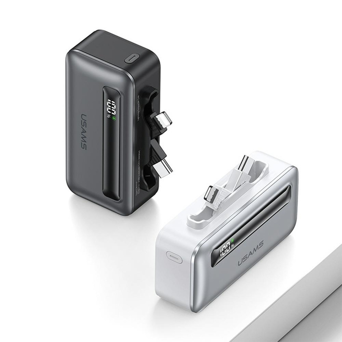 USAMS Powerbank 4500mAh USB-C/Lightning   20W PD Fast Charge srebrny/silver XB Series 4K5CD23302 (US-CD233)