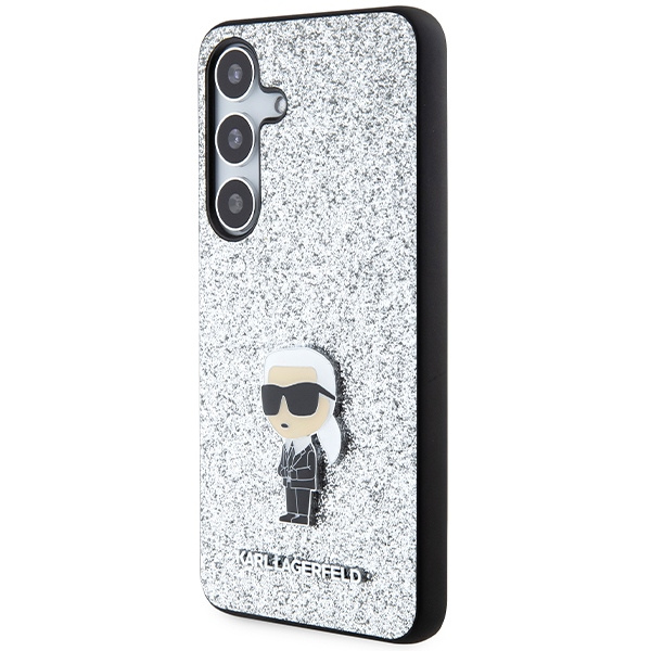 Etui Karl Lagerfeld KLHCS24SGCNPSG S24 S921 srebrny/silver hardcase Fixed Glitter Ikonik Logo Metal Pin Case