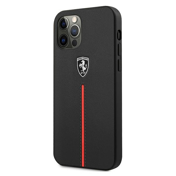Etui FERRARI Apple iPhone 12 Pro Max Off Track Leather Nylon Stripe Czarny Hardcase