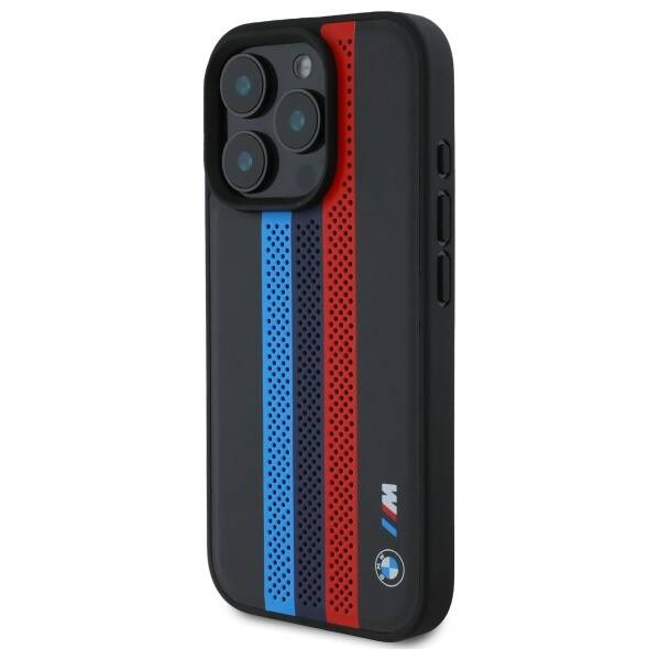 Etui BMW iPhone 16 Pro 6.3" czarny/black hardcase M Perf. Tricolor Printed Stripes MagSafe