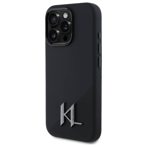 Etui Karl Lagerfeld iPhone 16 Pro Max 6.9" czarny/black hardcase Silicone Shadow Metal Initial MagSafe