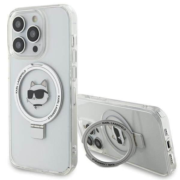 Etui Karl Lagerfeld KLHMP15LHMRSCHH iPhone 15 Pro 6.1" biały/white hardcase Ring Stand Choupette Head MagSafe Case