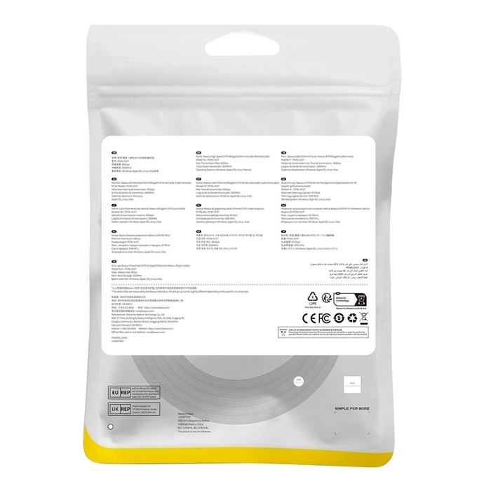 Kabel sieciowy w oplocie kat. 8 Baseus Ethernet RJ45, 40Gbps, 2m (czarny)