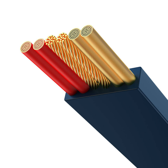 Baseus Bright Mirror 2 zwijany kabel przewód 3w1 USB Typ A - micro USB + Lightning + USB Typ C 66W 1.1m niebieski (CAMJ010103)