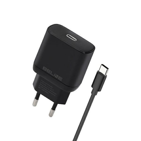 Beline Ład. siec. 1x USB-C 30W + kabelUSB-C czarna /black PD 3.0  BLNCB30C GaN