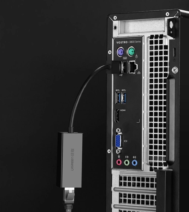 Ugreen zewnętrzna karta sieciowa RJ45 - USB 2.0 100 Mbps Ethernet czarny (CR110 20254)